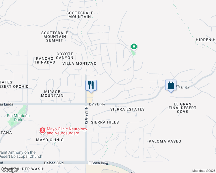 map of restaurants, bars, coffee shops, grocery stores, and more near 11722 North 137th Street in Scottsdale