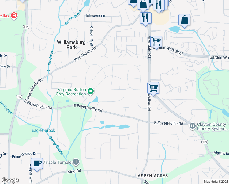 map of restaurants, bars, coffee shops, grocery stores, and more near 1349 Heather Circle in Riverdale