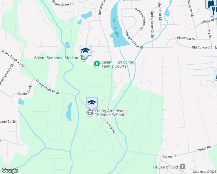 map of restaurants, bars, coffee shops, grocery stores, and more near 1401 Pickett's Court in Conyers