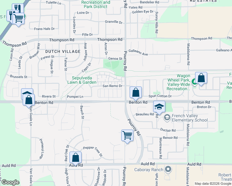 map of restaurants, bars, coffee shops, grocery stores, and more near 36374 Leonzio Lane in Winchester