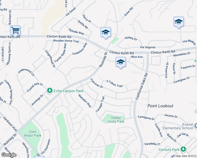 map of restaurants, bars, coffee shops, grocery stores, and more near 23825 5 Tribes Trail in Murrieta