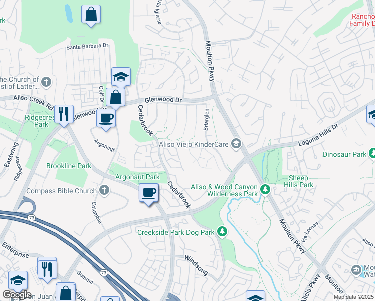 map of restaurants, bars, coffee shops, grocery stores, and more near 3 Silveroak in Aliso Viejo