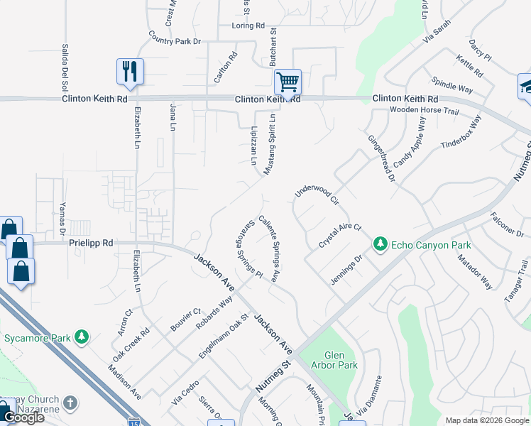 map of restaurants, bars, coffee shops, grocery stores, and more near 23279 Saratoga Springs Place in Murrieta
