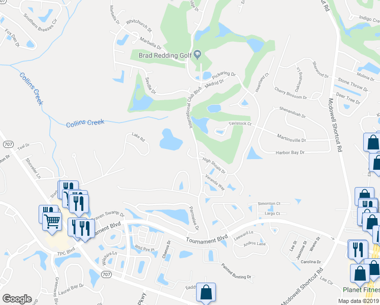 map of restaurants, bars, coffee shops, grocery stores, and more near 121 Knightbury Court in Murrells Inlet