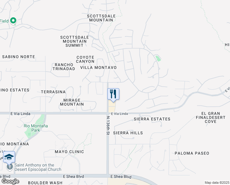 map of restaurants, bars, coffee shops, grocery stores, and more near 11755 North 136th Street in Scottsdale