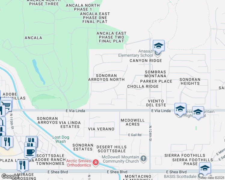 map of restaurants, bars, coffee shops, grocery stores, and more near 12156 East Cortez Drive in Scottsdale