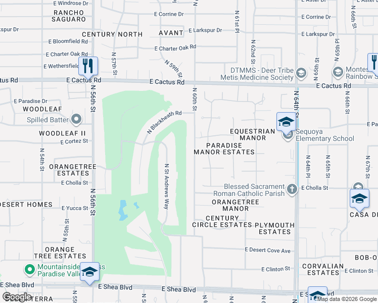 map of restaurants, bars, coffee shops, grocery stores, and more near 11636 North 60th Street in Scottsdale