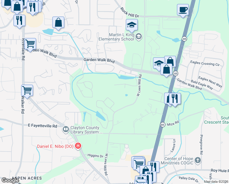 map of restaurants, bars, coffee shops, grocery stores, and more near 1767 Dayne Drive in Atlanta