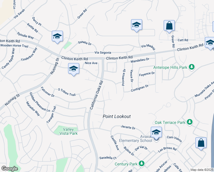 map of restaurants, bars, coffee shops, grocery stores, and more near 36175 Saint Raphael Drive in Murrieta