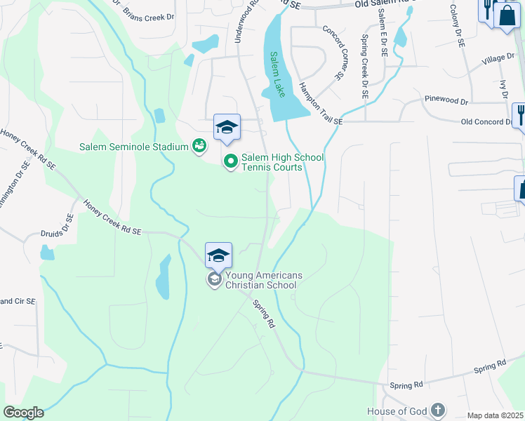 map of restaurants, bars, coffee shops, grocery stores, and more near 1401 Pickett's Court in Conyers
