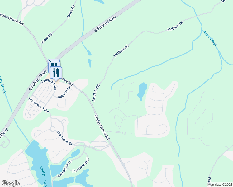 map of restaurants, bars, coffee shops, grocery stores, and more near 6159 Chastain Way in Fairburn