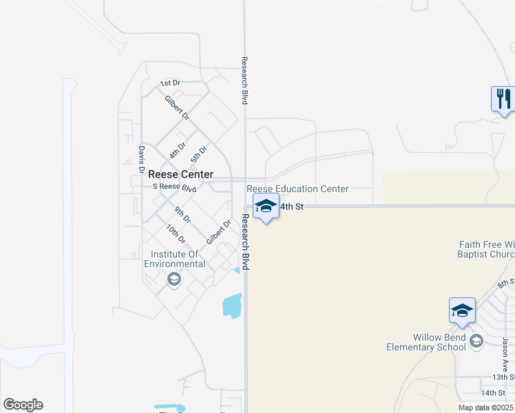 map of restaurants, bars, coffee shops, grocery stores, and more near 9421 4th Street in Lubbock