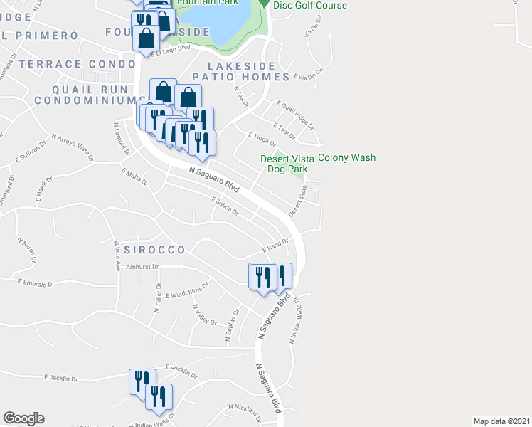 map of restaurants, bars, coffee shops, grocery stores, and more near 11660 East Villa Way in Fountain Hills