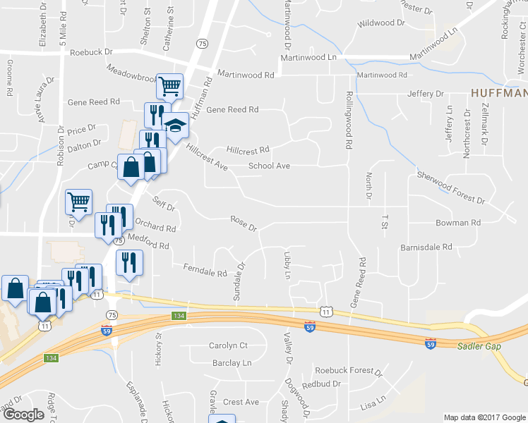 map of restaurants, bars, coffee shops, grocery stores, and more near 917 Hillcrest Avenue in Birmingham