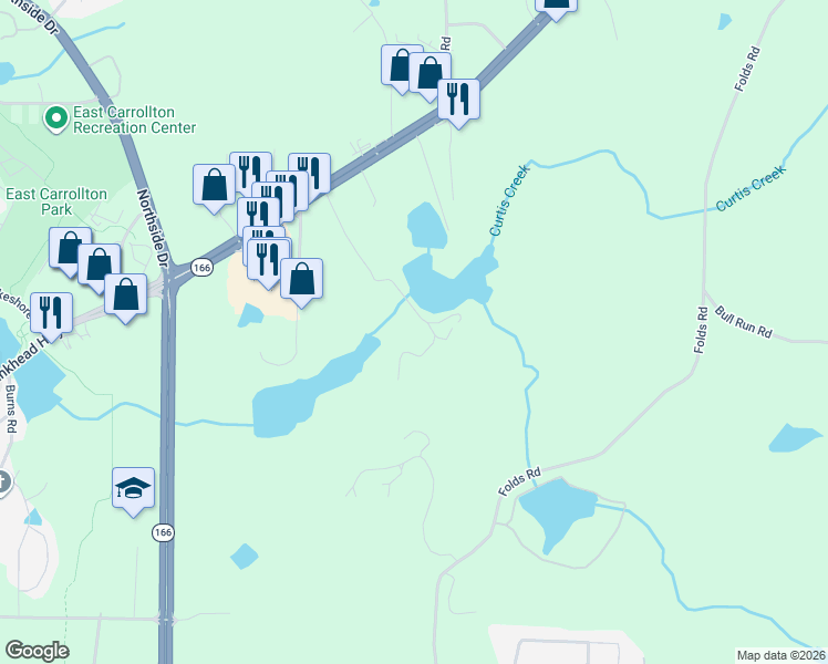 map of restaurants, bars, coffee shops, grocery stores, and more near 180 Sunrise Lane in Carrollton