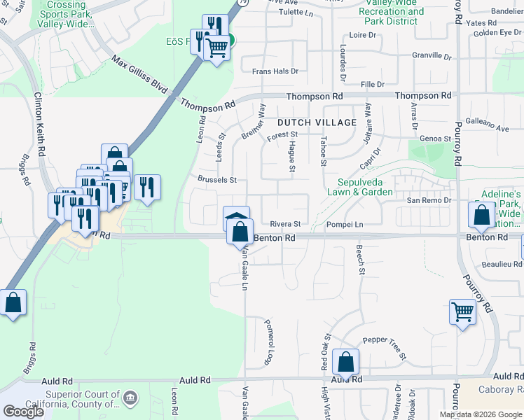 map of restaurants, bars, coffee shops, grocery stores, and more near 36423 Rotterdam Street in Winchester