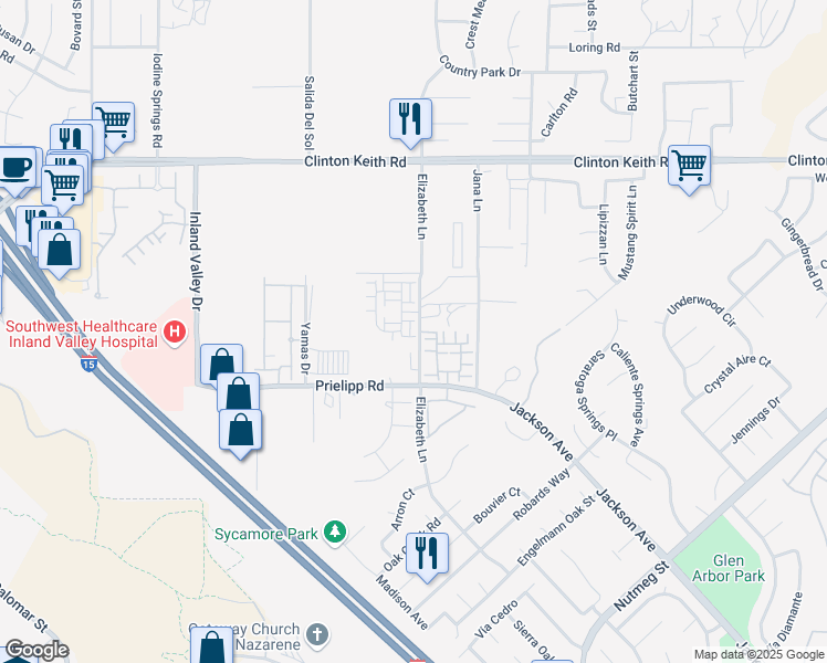 map of restaurants, bars, coffee shops, grocery stores, and more near in Wildomar