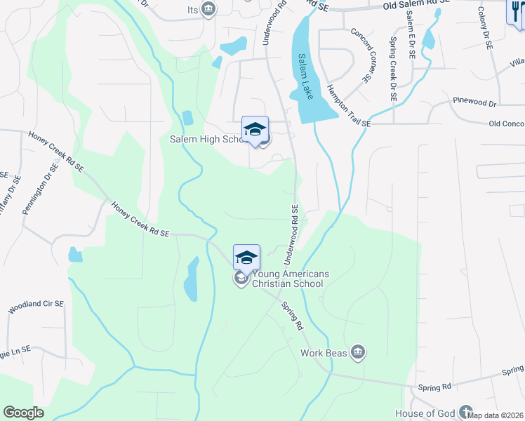 map of restaurants, bars, coffee shops, grocery stores, and more near 1411 Pickett's Court in Conyers