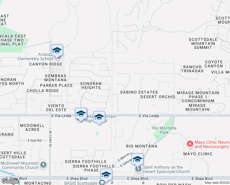 map of restaurants, bars, coffee shops, grocery stores, and more near 12850 East Altadena Drive in Scottsdale