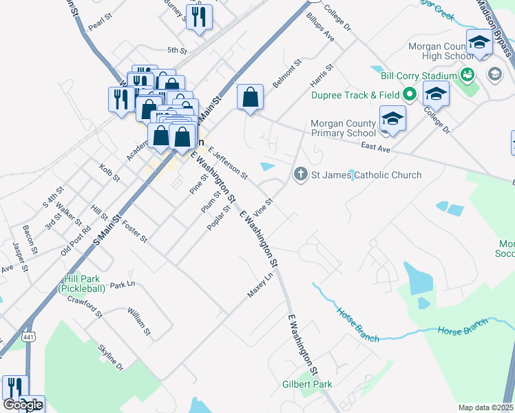 map of restaurants, bars, coffee shops, grocery stores, and more near 483A Vine Street in Madison