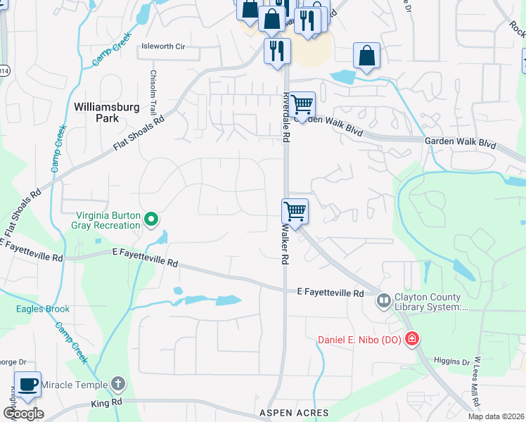 map of restaurants, bars, coffee shops, grocery stores, and more near 1198 Pineglen Drive in Riverdale