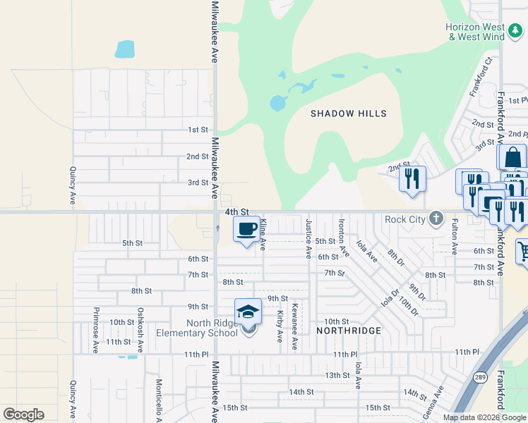 map of restaurants, bars, coffee shops, grocery stores, and more near 6298 4th Street in Lubbock