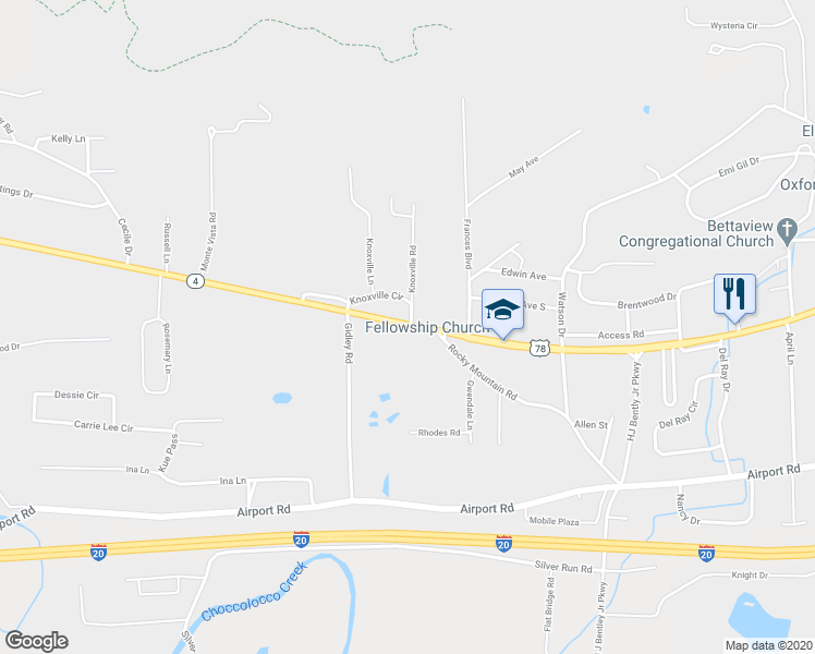 map of restaurants, bars, coffee shops, grocery stores, and more near 3115 U.S. 78 in Oxford