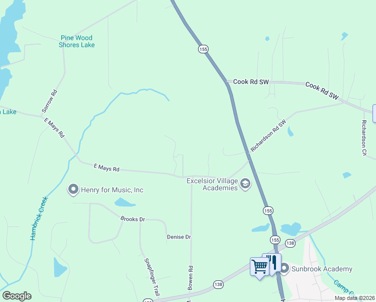 map of restaurants, bars, coffee shops, grocery stores, and more near 647 East Mays Road in Stockbridge