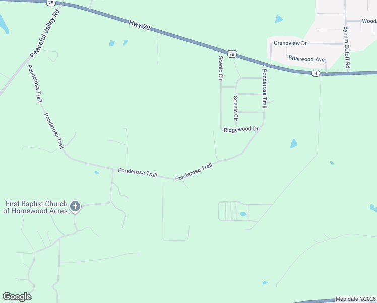 map of restaurants, bars, coffee shops, grocery stores, and more near 700 Ponderosa Trail in Eastaboga