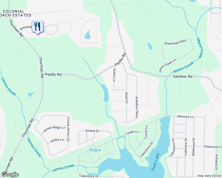 map of restaurants, bars, coffee shops, grocery stores, and more near 222 Robin Lane in Stockbridge