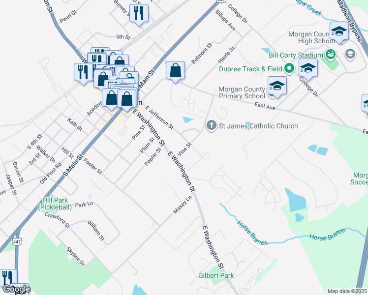 map of restaurants, bars, coffee shops, grocery stores, and more near 483A Vine Street in Madison