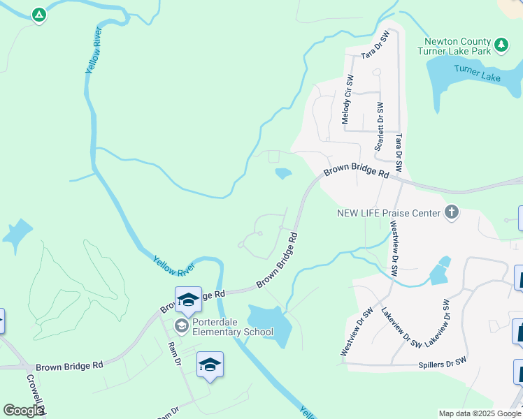 map of restaurants, bars, coffee shops, grocery stores, and more near 65 Waters Edge Lane in Covington