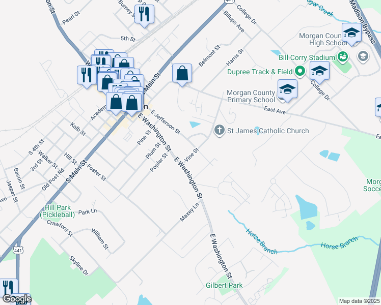 map of restaurants, bars, coffee shops, grocery stores, and more near 483A Vine Street in Madison