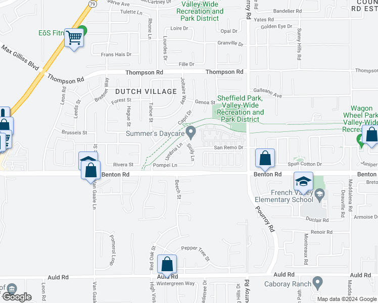 map of restaurants, bars, coffee shops, grocery stores, and more near 36367 Sicily Lane in Winchester