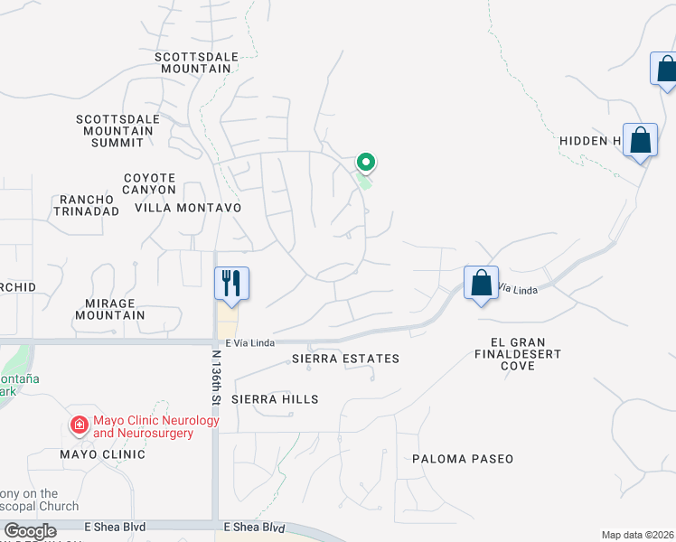 map of restaurants, bars, coffee shops, grocery stores, and more near 13803 East Geronimo Road in Scottsdale