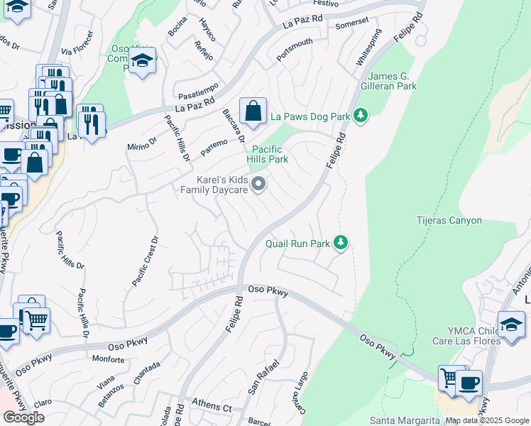 map of restaurants, bars, coffee shops, grocery stores, and more near 10 Rosings in Mission Viejo