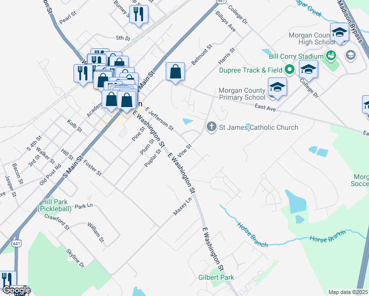 map of restaurants, bars, coffee shops, grocery stores, and more near 483A Vine Street in Madison