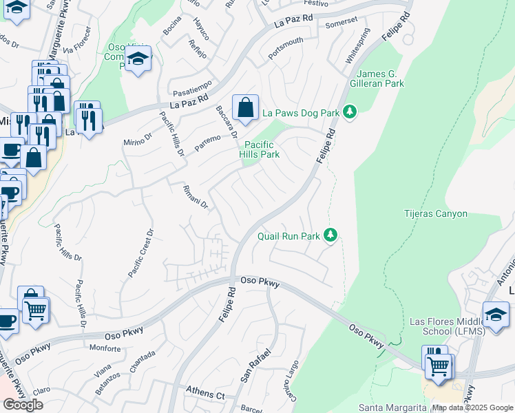 map of restaurants, bars, coffee shops, grocery stores, and more near 10 Rosings in Mission Viejo