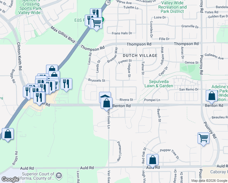 map of restaurants, bars, coffee shops, grocery stores, and more near 36423 Rotterdam Street in Winchester