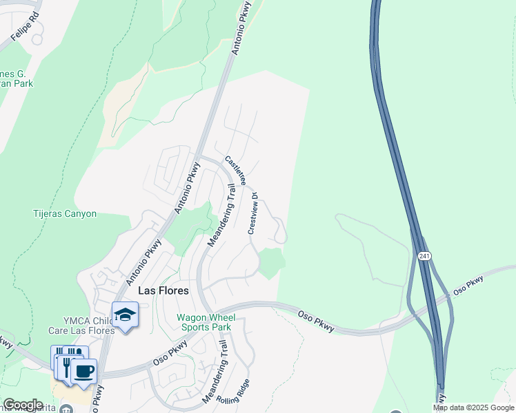 map of restaurants, bars, coffee shops, grocery stores, and more near 12 Crestview Drive in Rancho Santa Margarita