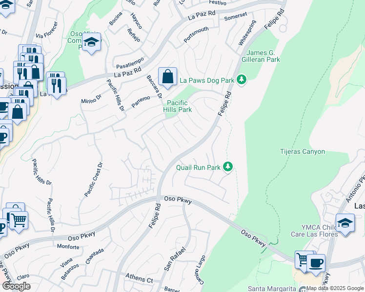map of restaurants, bars, coffee shops, grocery stores, and more near 5 Rosings in Mission Viejo