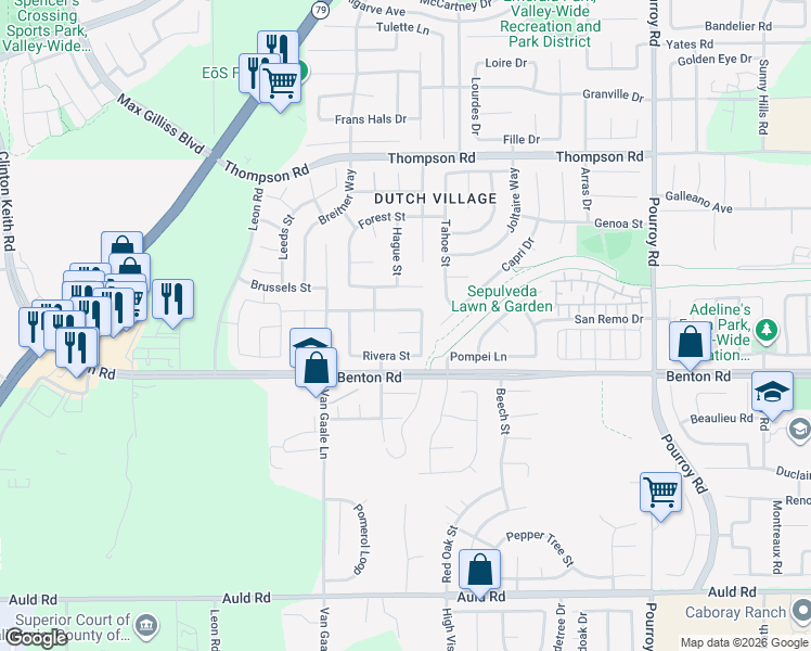 map of restaurants, bars, coffee shops, grocery stores, and more near 31456 Bonn Court in Winchester