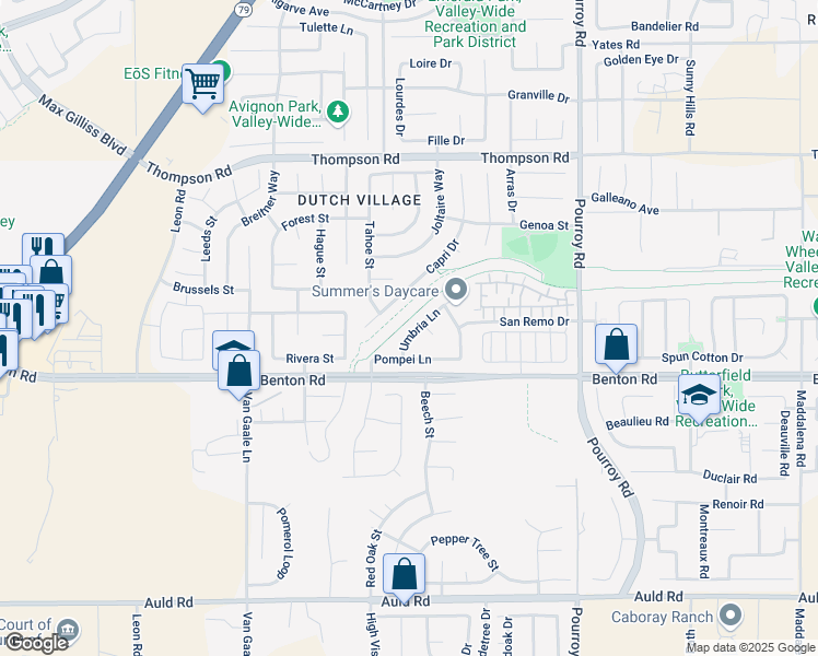 map of restaurants, bars, coffee shops, grocery stores, and more near 31556 Umbria Lane in Winchester