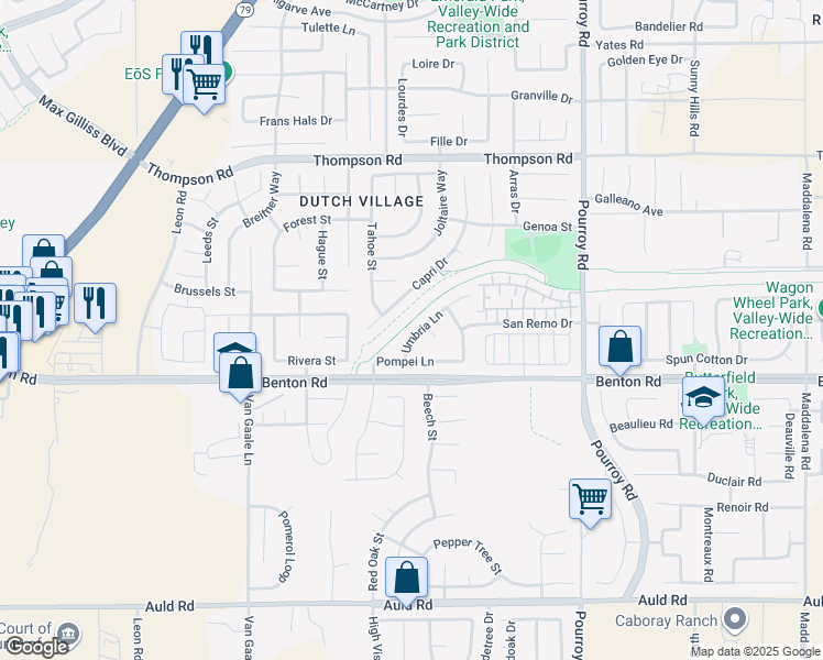 map of restaurants, bars, coffee shops, grocery stores, and more near 31544 Umbria Lane in Winchester