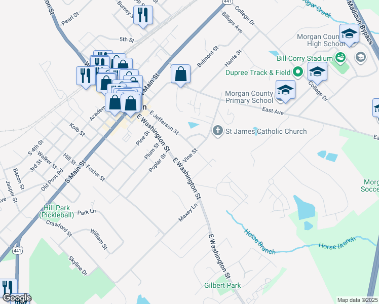 map of restaurants, bars, coffee shops, grocery stores, and more near 483A Vine Street in Madison