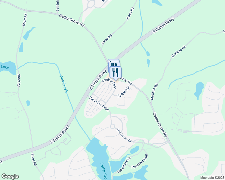 map of restaurants, bars, coffee shops, grocery stores, and more near 6040 Park Close in Fairburn