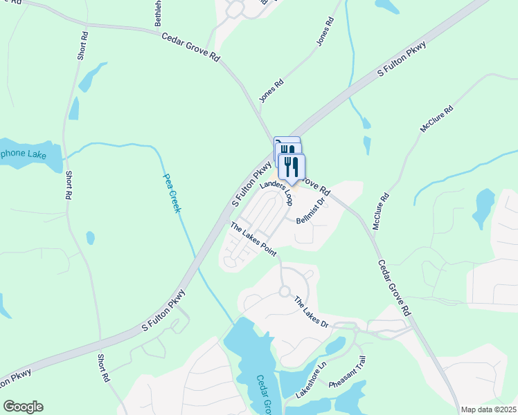 map of restaurants, bars, coffee shops, grocery stores, and more near 6053 Park Close in Fairburn