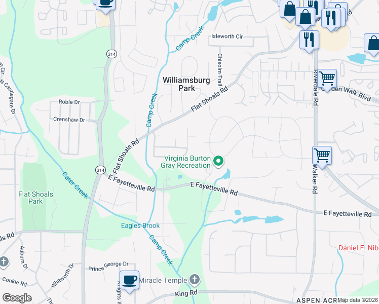 map of restaurants, bars, coffee shops, grocery stores, and more near 6073 Yellowood Court in Atlanta