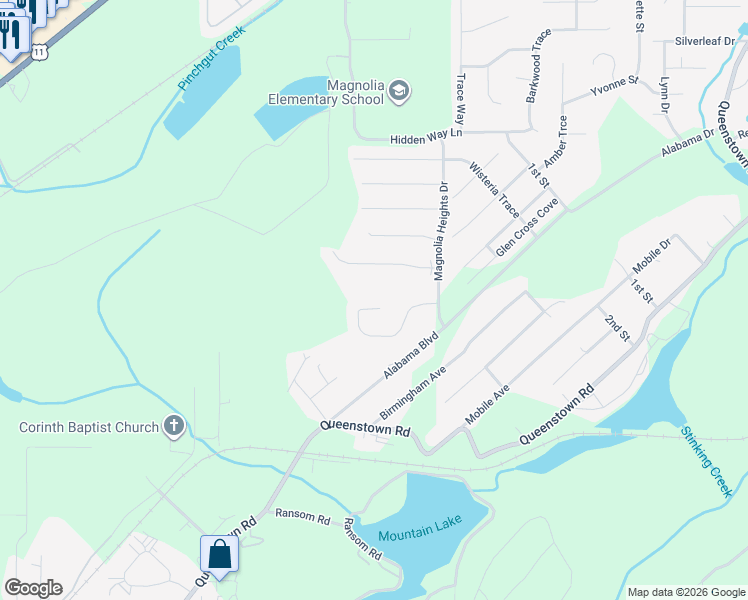 map of restaurants, bars, coffee shops, grocery stores, and more near 5151 Promenade Drive in Trussville