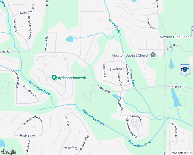 map of restaurants, bars, coffee shops, grocery stores, and more near 1040 Kirkland Road in Covington